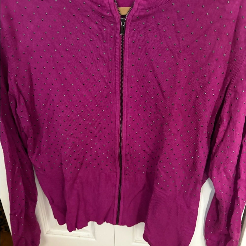 Cache Fuchsia Studded Bomber Jacket - image 1